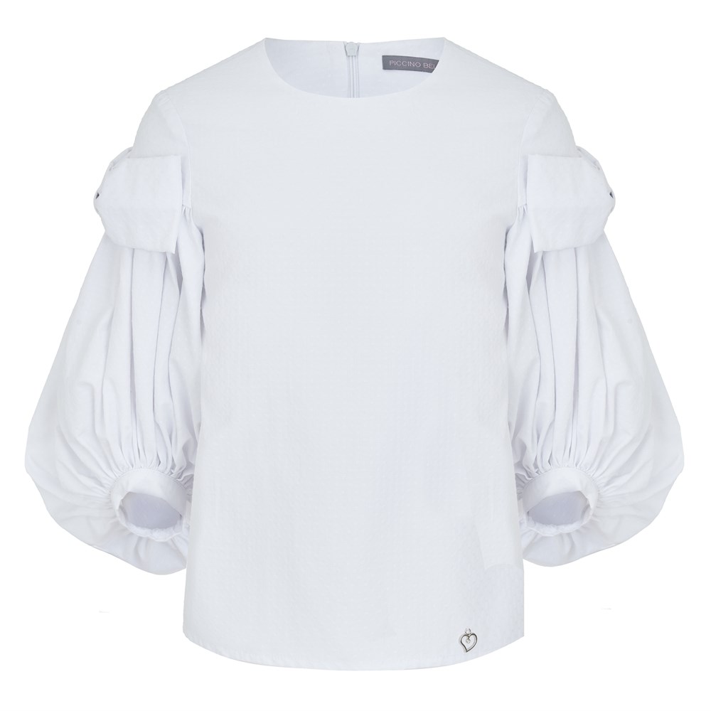 Блузка с пышными рукавами и бантиками, премиальная линия 05159