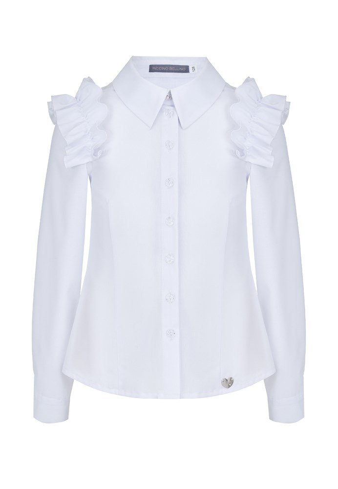 Блузка с рюшами по плечам, премиальная линия 05152