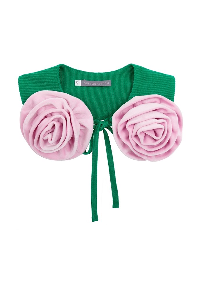 Воротник зеленый с розами 05192