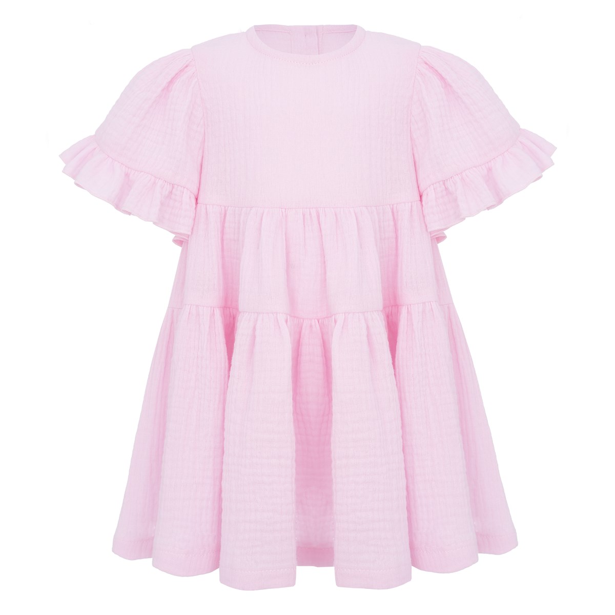 Платье муслиновое с короткими рукавами, цвет розовый 03336