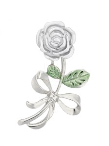 Брошь розочка белая 1064