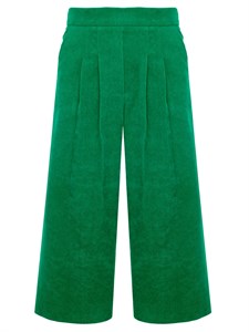 Брюки-кюлоты вельветовые зелёные 07062