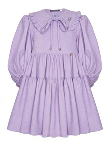 Платье вельветовое с воротником, лавандовое 03254