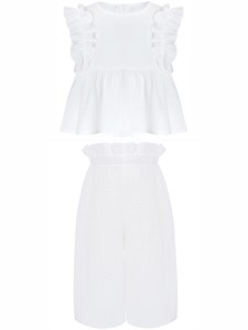 Костюм: брюки и кофточка без рукавов, цвет молочный 03347