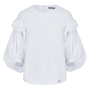 Блузка с пышными рукавами и бантиками, премиальная линия 05159