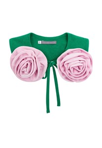 Воротник зеленый с розами 05192
