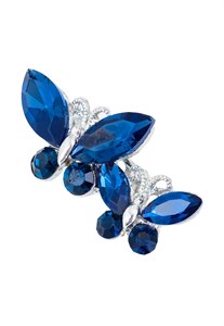Брошь две стрекозы, цвет синий 01133