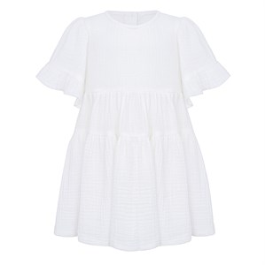 Платье муслиновое с короткими рукавами, цвет молочный 03334