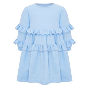 Платье муслиновое с длинными рукавами, цвет голубой 03331