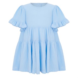 Платье муслиновое с короткими рукавами, цвет голубой 03335