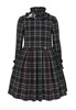 Платье в клеточку с декоративным воротником стойкой 03303